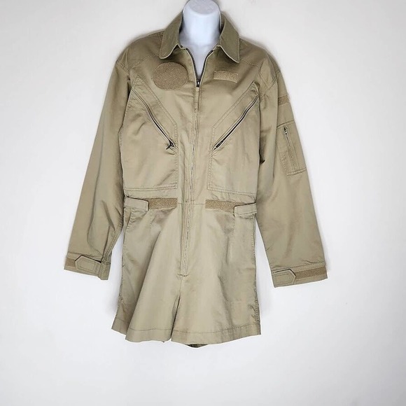 Good American Flight Suit Romper Women's Size 1 Postal Khaki New With Tags - Picture 1 of 16